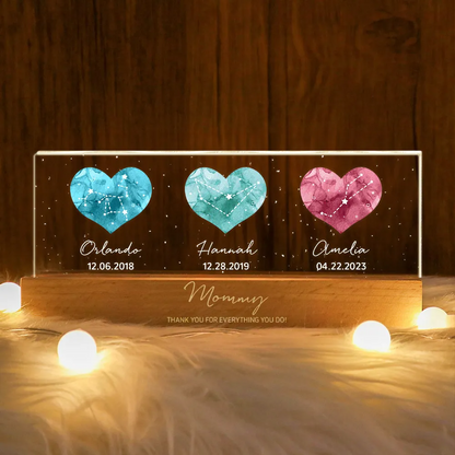 Birthstone Constellations Personalized Acrylic Block LED Night Light, Mother's Day Gift, Grandparents Day Gift, Gift for Her, Mom Gift, For Grandma