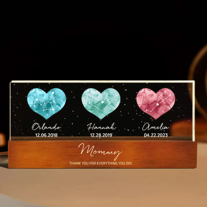 Birthstone Constellations Personalized Acrylic Block LED Night Light, Mother's Day Gift, Grandparents Day Gift, Gift for Her, Mom Gift, For Grandma