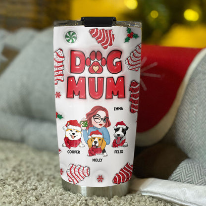 Dog Mom Christmas Cake - Personalized Custom 3D Inflated Effect Tumbler