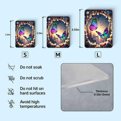 Family Butterflies 3D Hole Memorial Sympathy Gift Remembrance Keepsake Personalized Acrylic Keychain