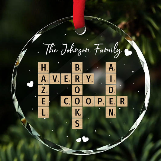 Unique Decor Crossword Puzzle Art Personalized Glass Ornament