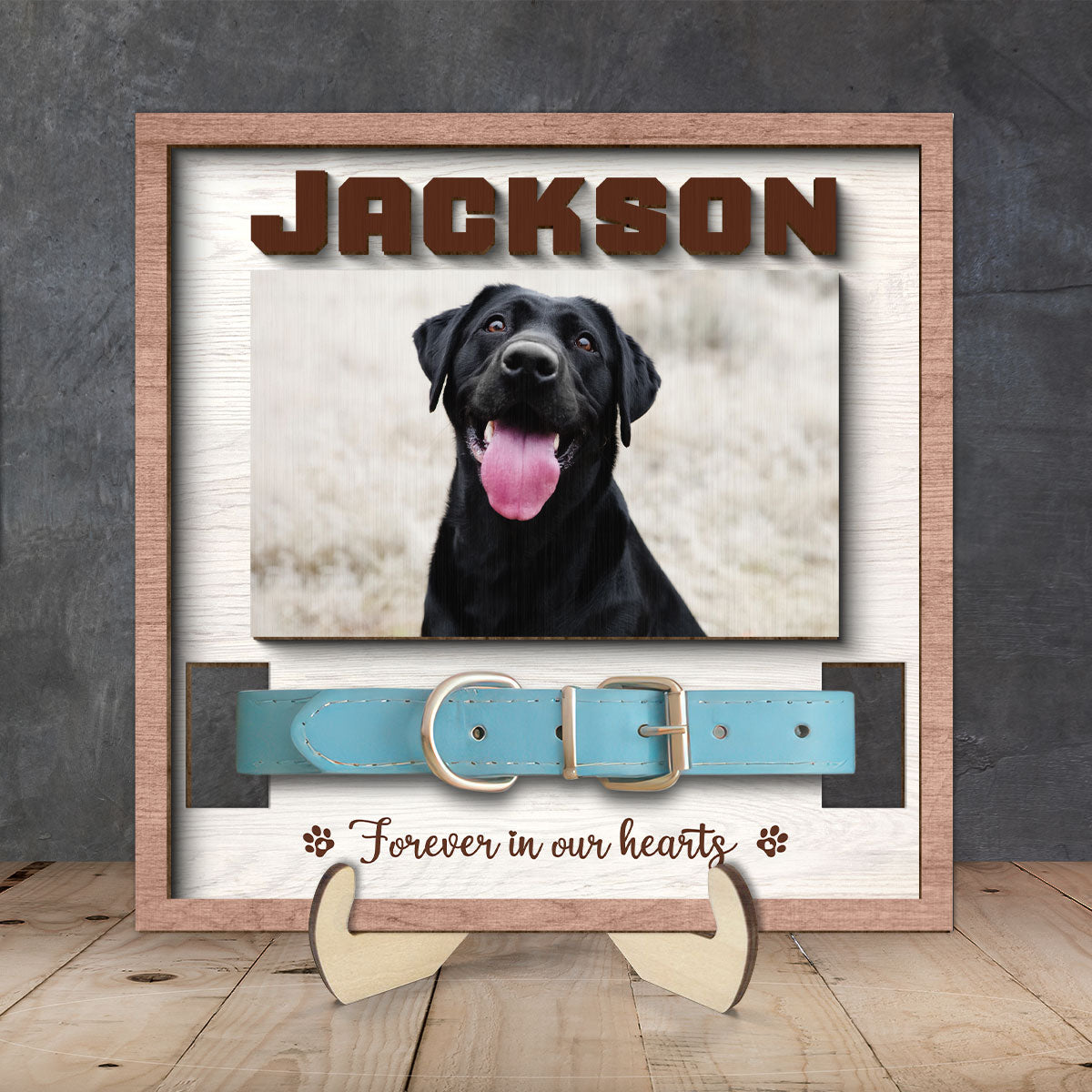 Pet Loss Pet Memorial Remembrance Gift Pet Collar Keepsake Photo Inserted Personalized Wooden Pet Collar Holder