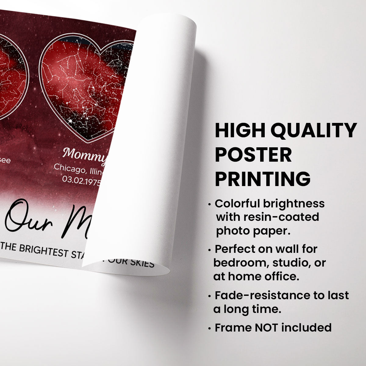 Mom The Brightest Star Custom Star Map by Location & Date, Real Astronomical Data, Personalized Poster Gift for Mom from Daughter, Mother's Day Gift for Mom from Son