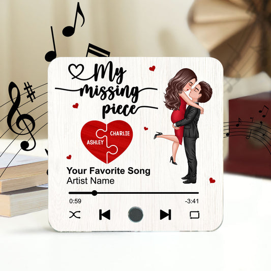 My Missing Piece Valentine‘s Day Gift For Her Gift For Him Couple Kissing Favorite Song Personalized Music Fridge Magnet