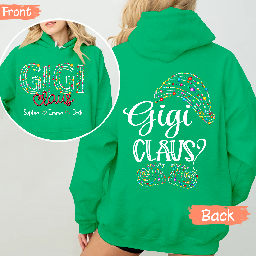 Personalized Gigi Claus Hoodie - Gigi claus with Grandkid's Names Hoodie