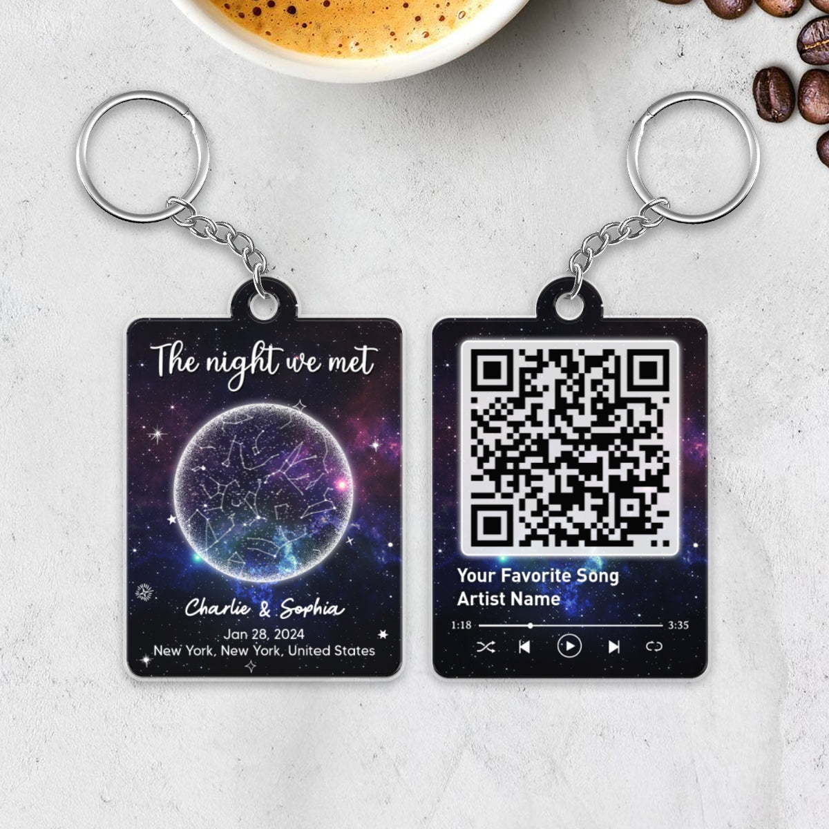 Couple Galaxy Star Map by Location & Date Personalized Acrylic Keychain