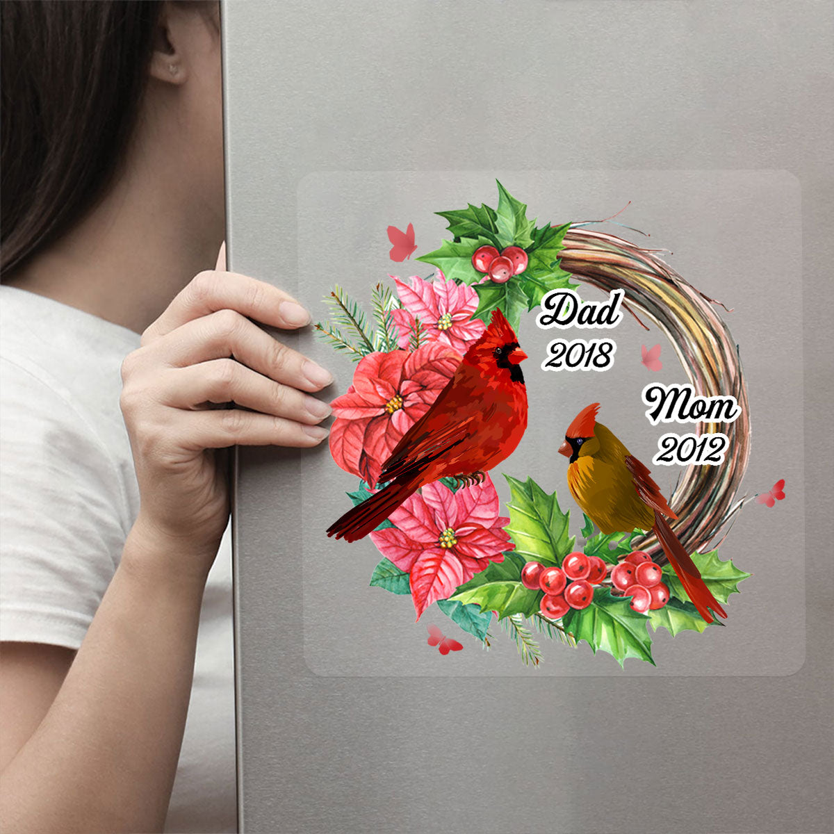 Cardinals Wreath Memorial Personalized Decal