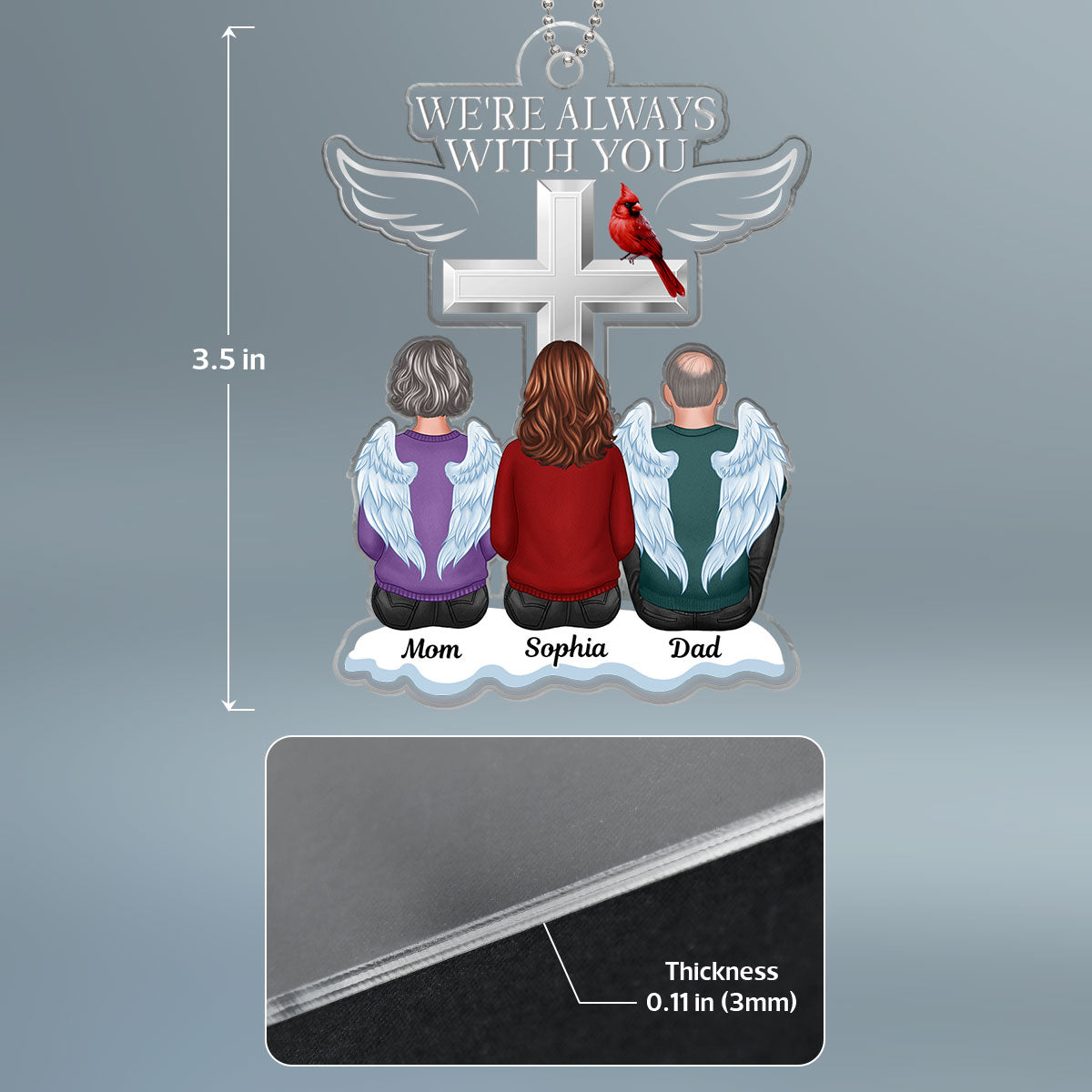 Always With You Family Memorial Keepsake Remembrance Gift Personalized Acrylic Ornament