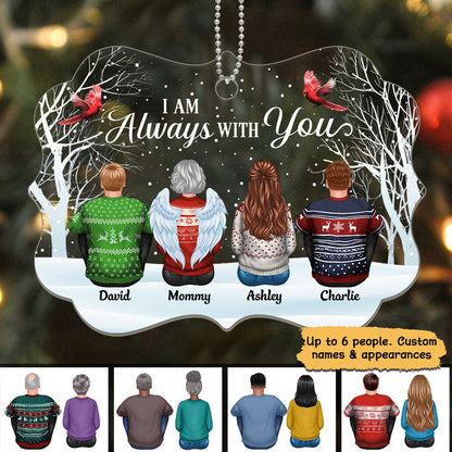 Always With You Family Memorial Snow Background Personalized Acrylic Ornament