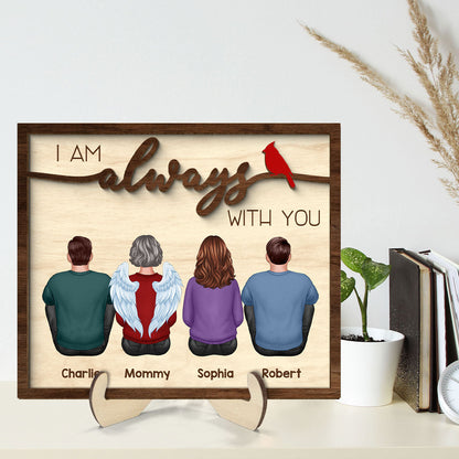 Always With You Family Memorial Cardinal Remembrance Keepsake Sympathy Gift Personalized 2-Layer Wooden Plaque