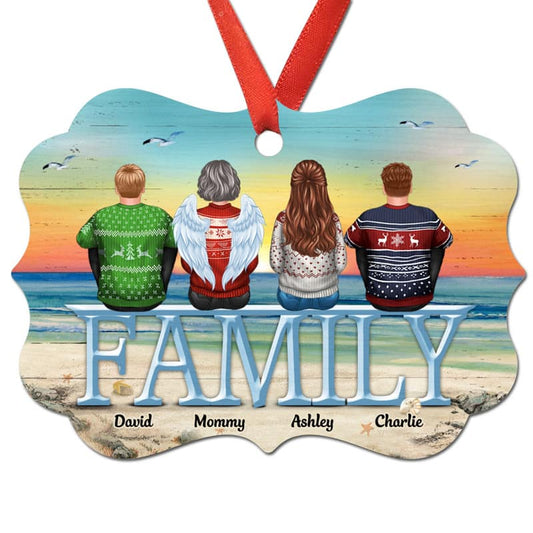 Memorial Beach Personalized Family Christmas Ornament