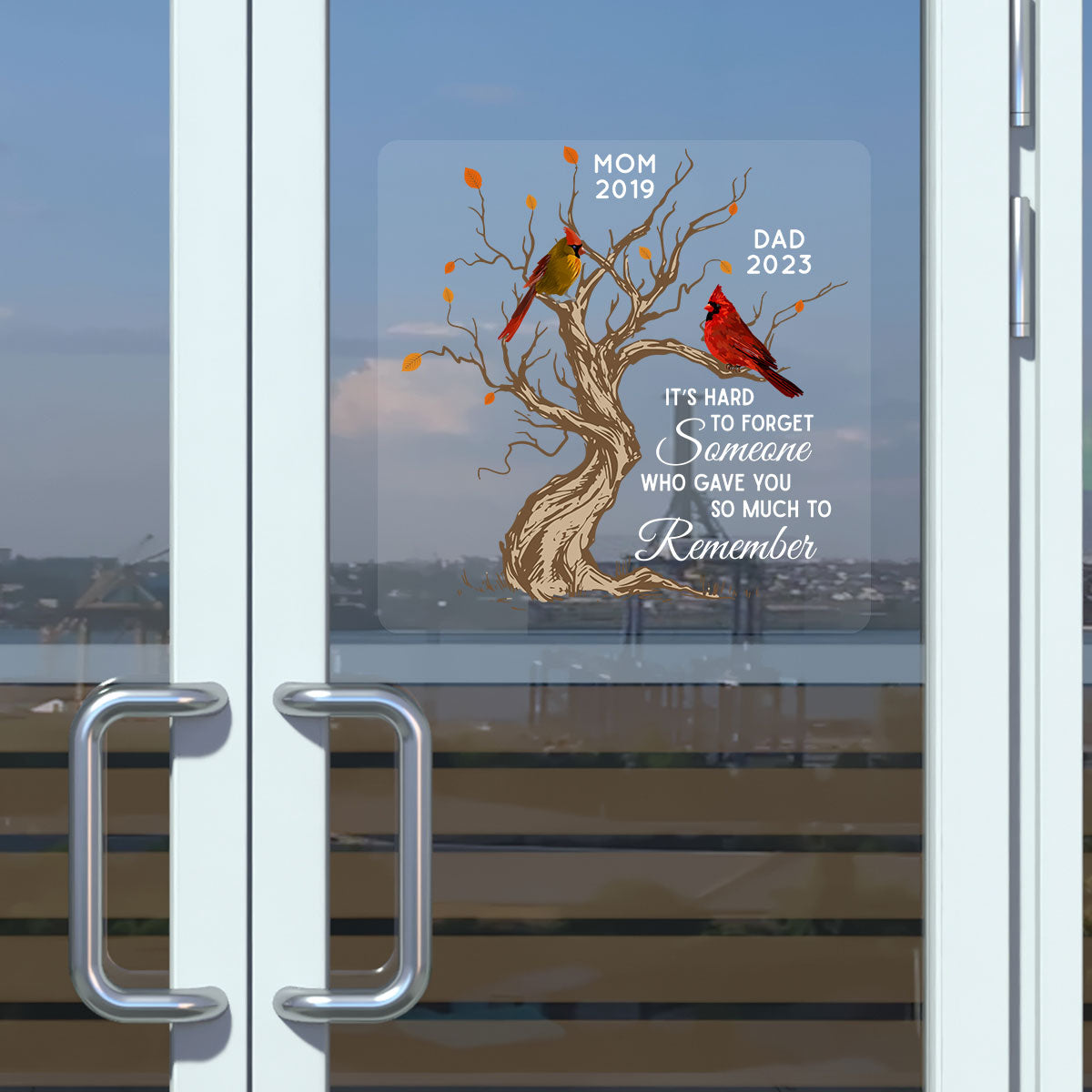 Hard To Forget Someone Cardinal Family Memorial Remembrance Personalized Decal