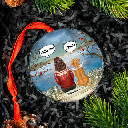 Pet Memorial I Miss You Back View Personalized Glass Ornament, Memorial Gift, Remembrance Gift For Dog Lover
