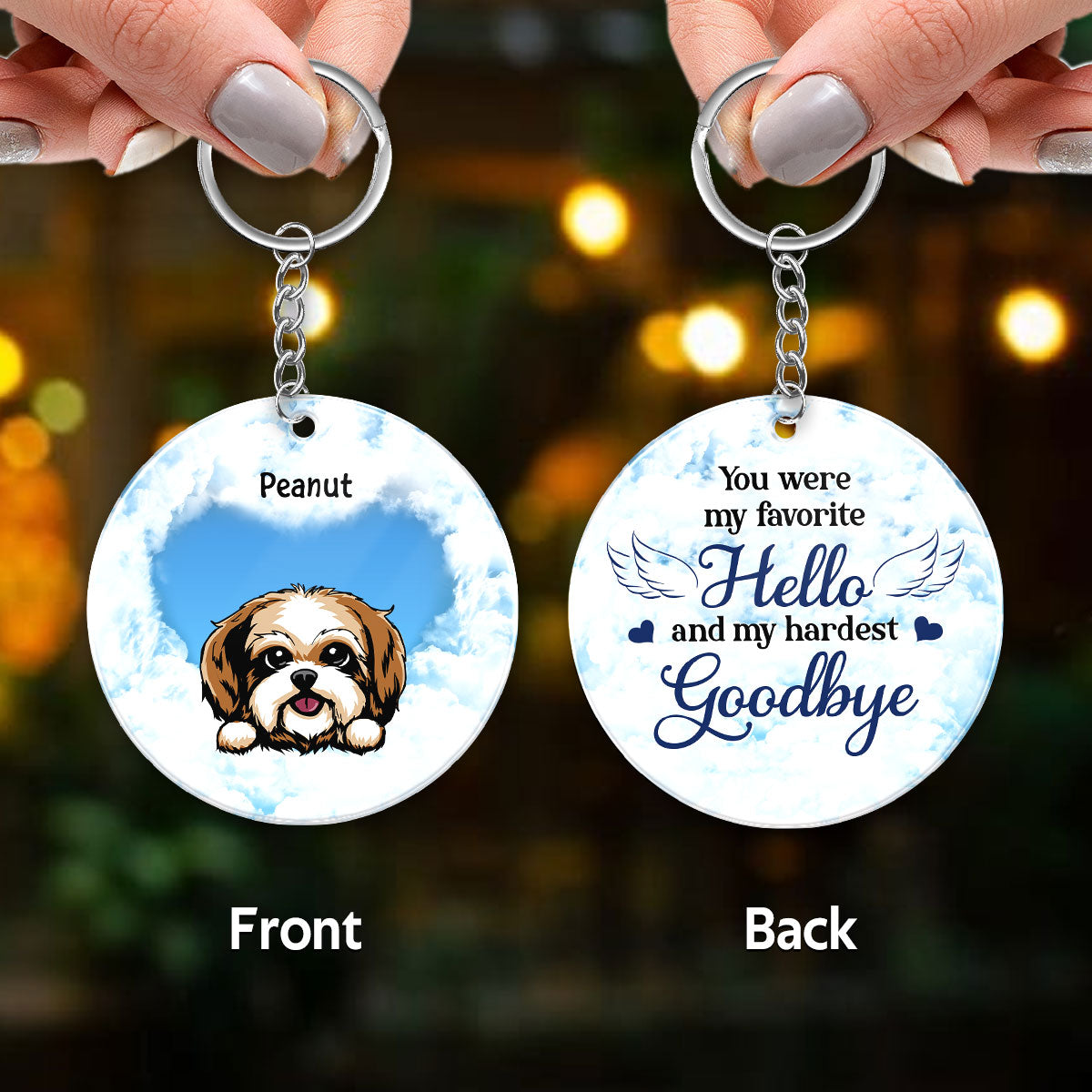 Dog Memorial Sky Remembrance Keepsake Sympathy Gift Personalized Acrylic Keychain