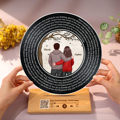 Favorite Place In The World Couple Standing Back View Personalized Vinyl Lyrics Record - Acrylic Song Plaque - Valentine's Day Gift, Anniversary Gift For Couple, For Him, For Her, Husband, Wife