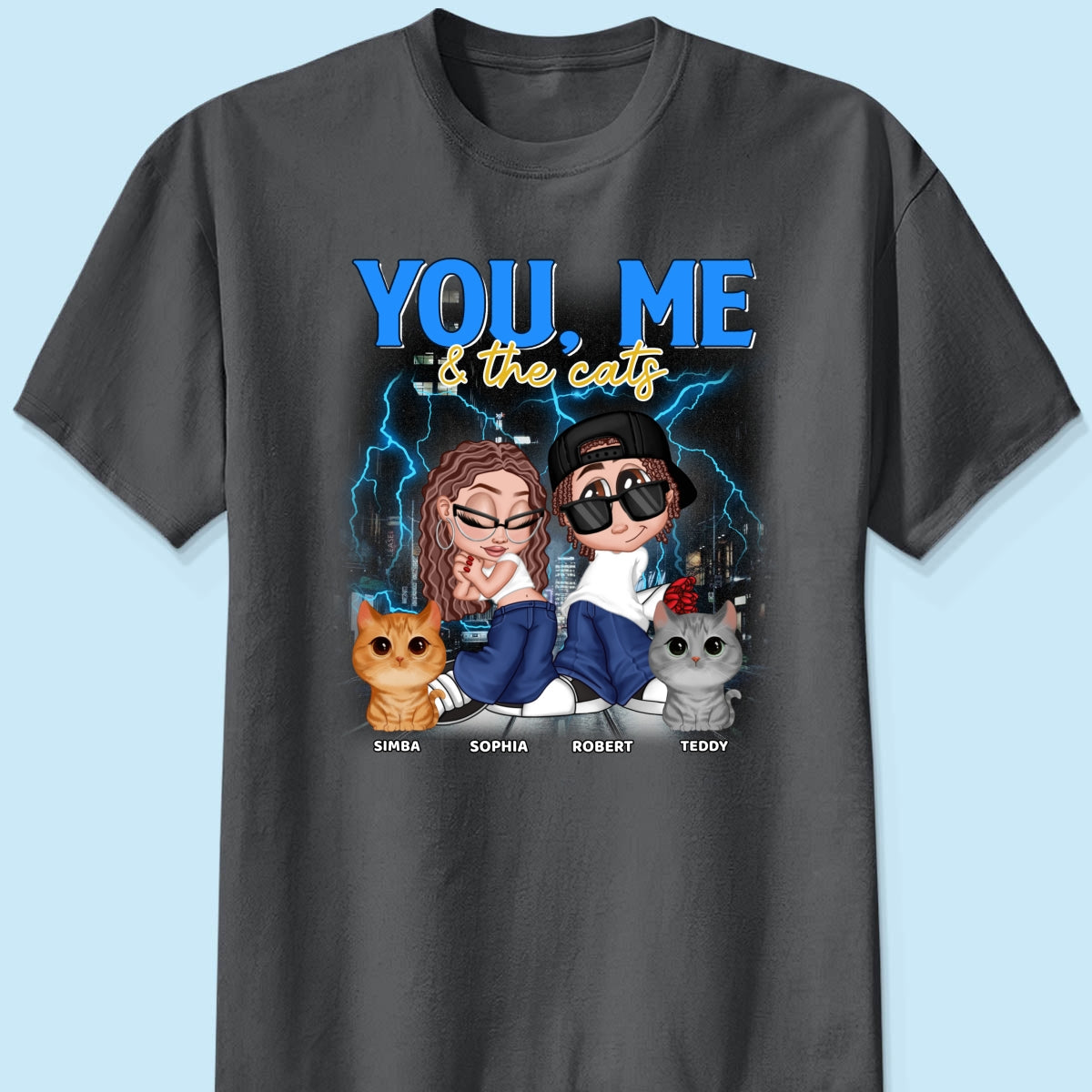 Y2K Couple And Cats Bootleg Personalized Shirt