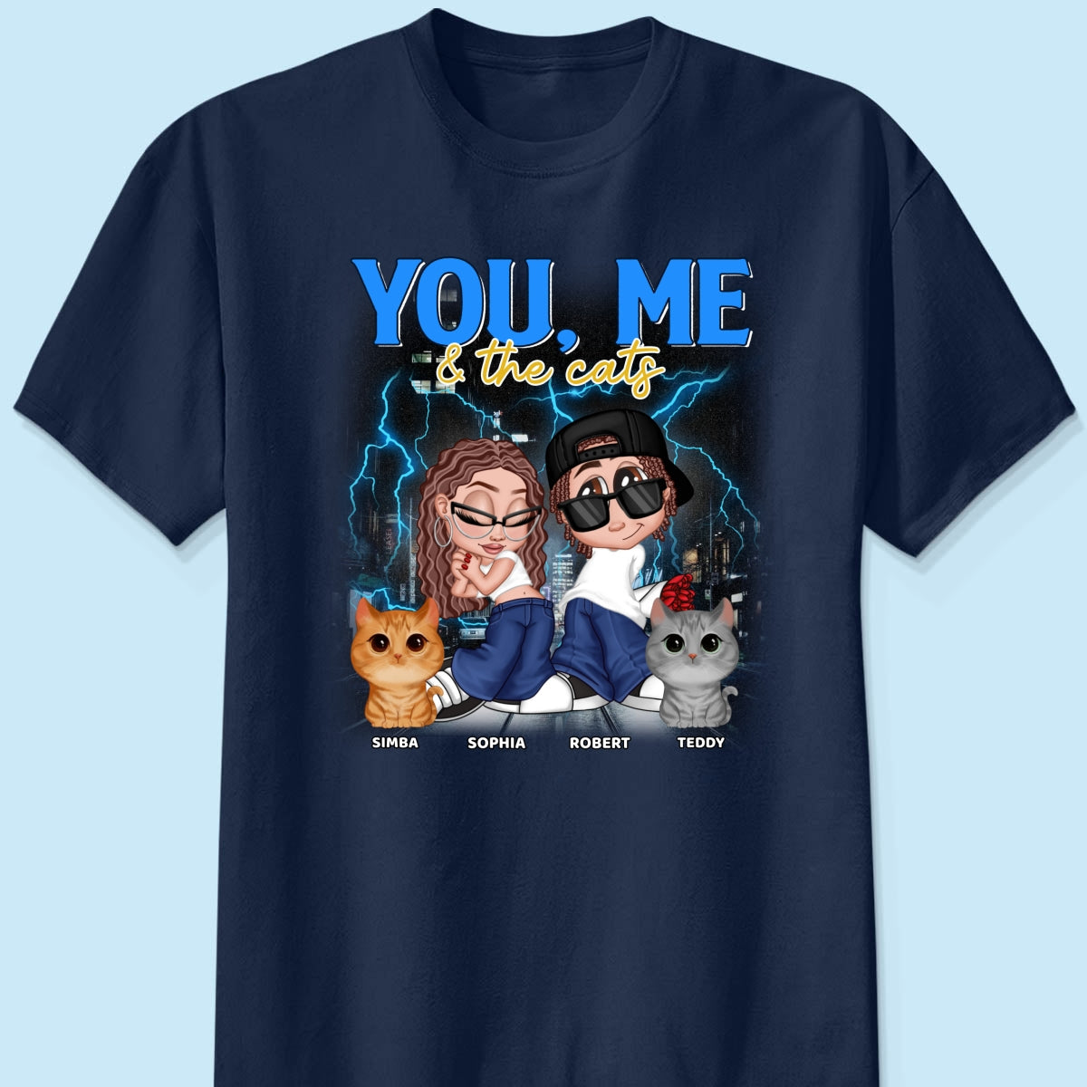 Y2K Couple And Cats Bootleg Personalized Shirt