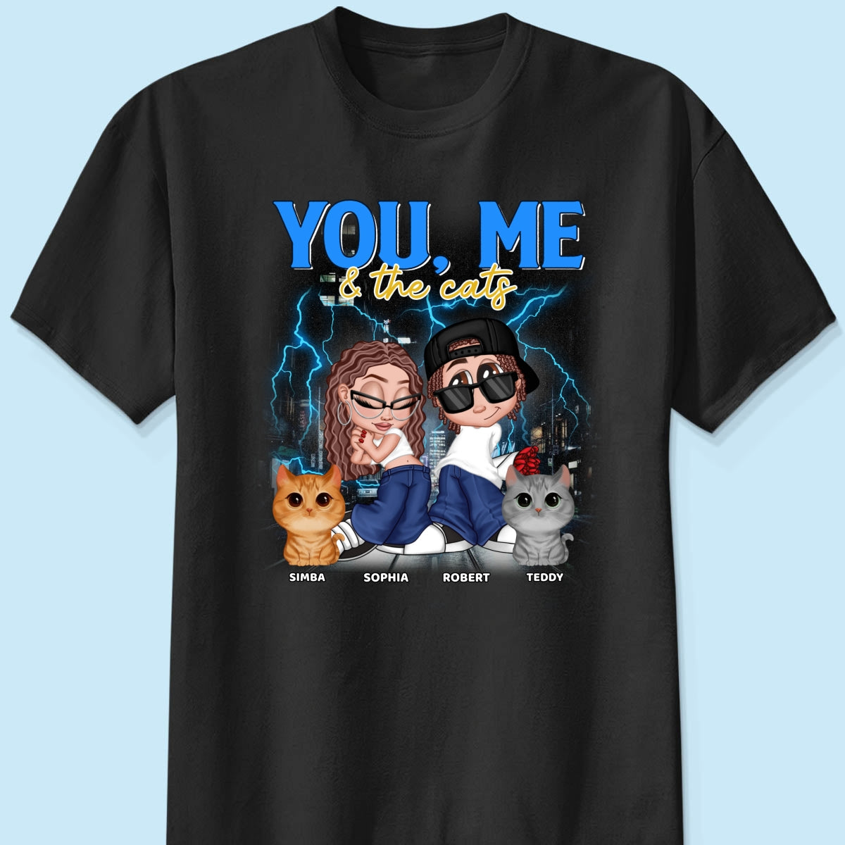 Y2K Couple And Cats Bootleg Personalized Shirt