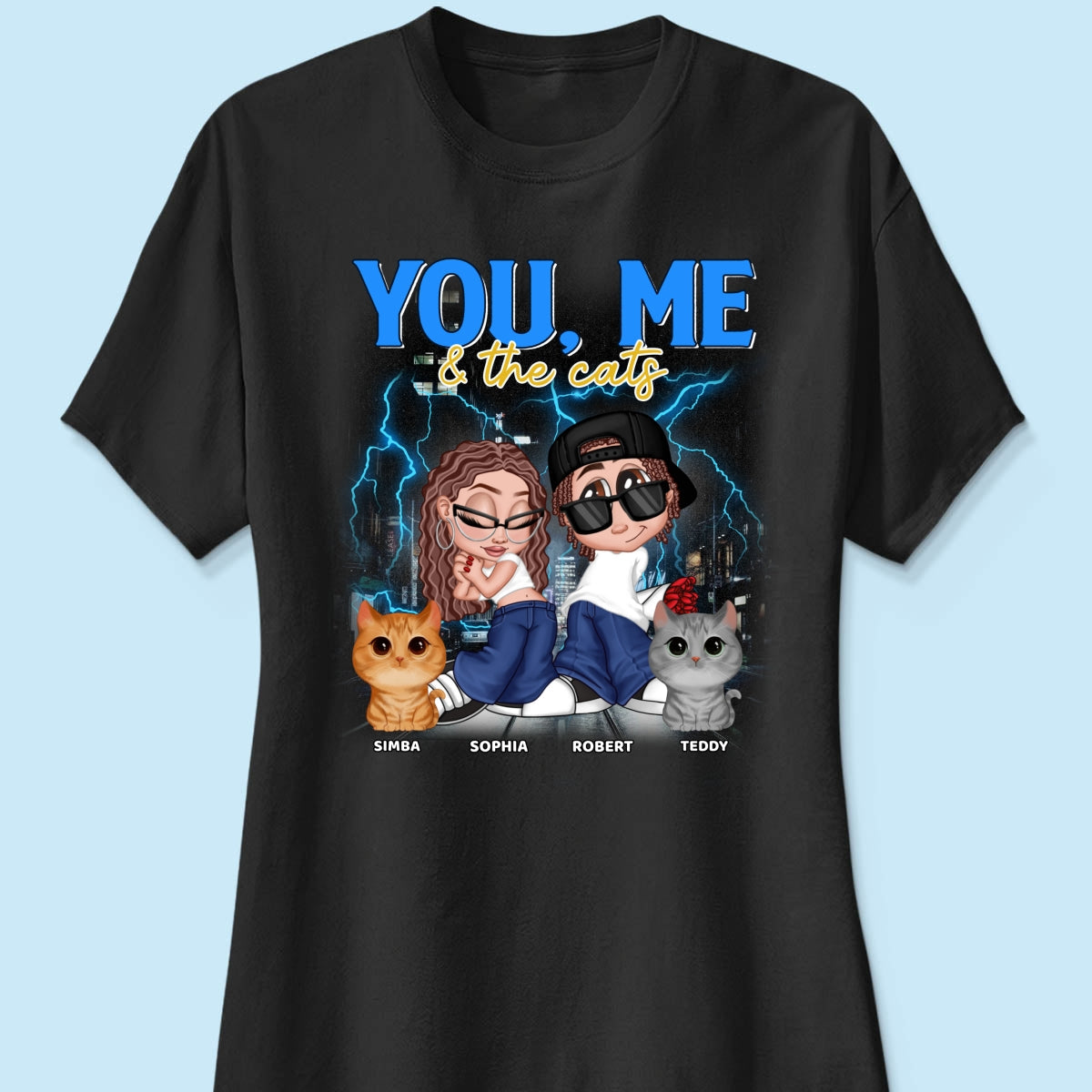 Y2K Couple And Cats Bootleg Personalized Shirt