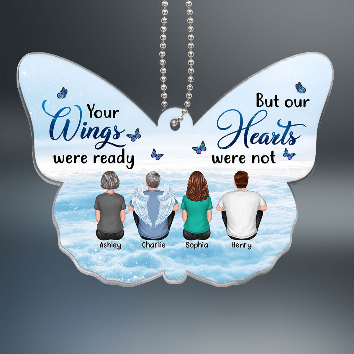 Your Wings Were Ready Memorial Butterfly Shaped Personalized Acrylic Ornament