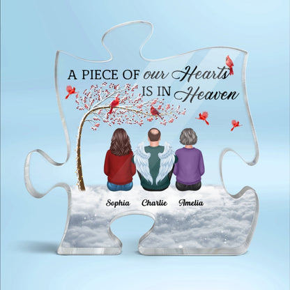Family Sitting Memorial Remembrance Gift A Piece Of My Heart In Heaven Personalized Puzzle Acrylic Plaque