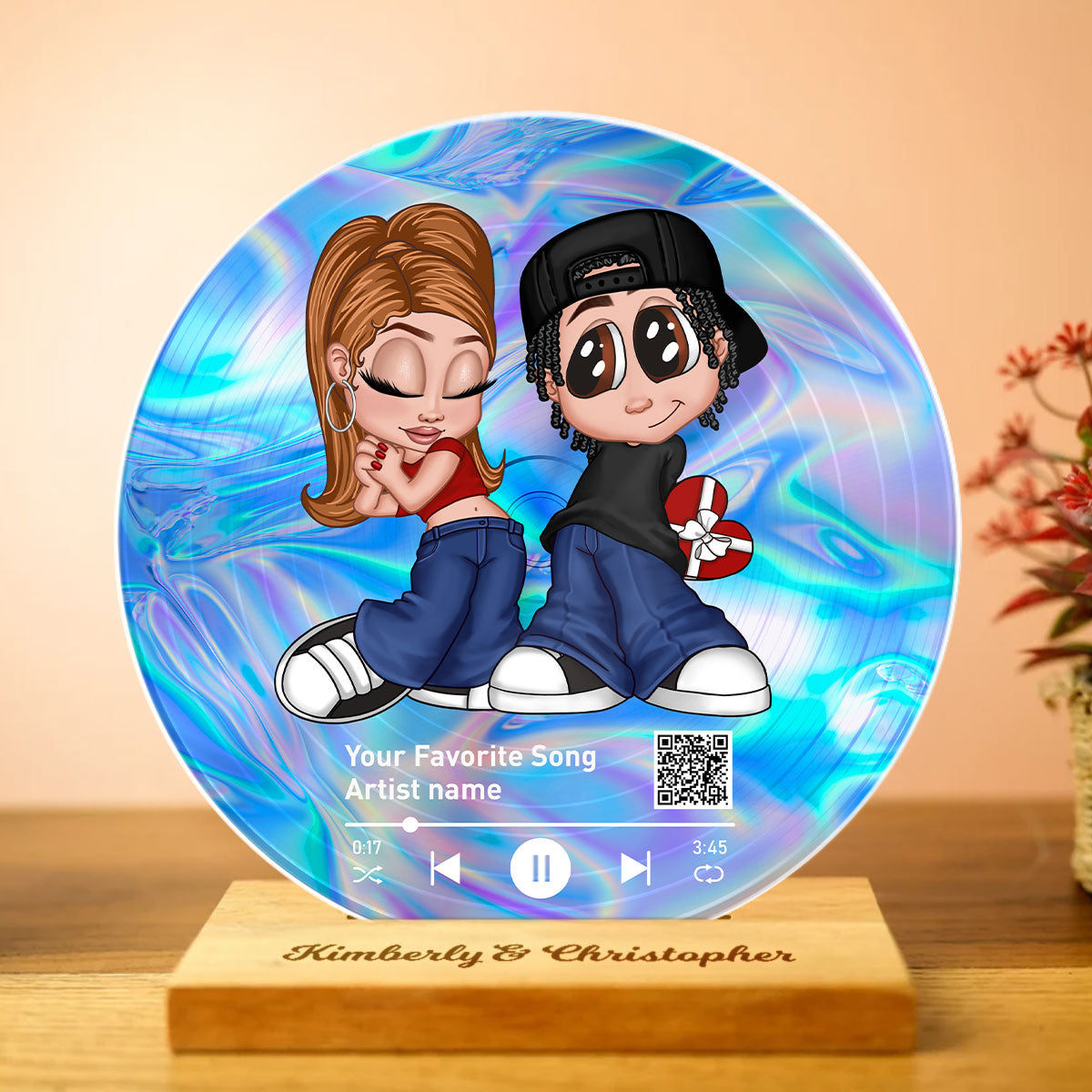 Y2K Couple Custom Vinyl Record, Favorite Song QR Code Acrylic Plaque, Valentine's Day, Anniversary, Birthday Gift for her, Gift for him