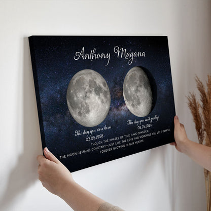 Lost Loved One Moon Phase Art Memorial Sympathy Gift Personalized Canvas