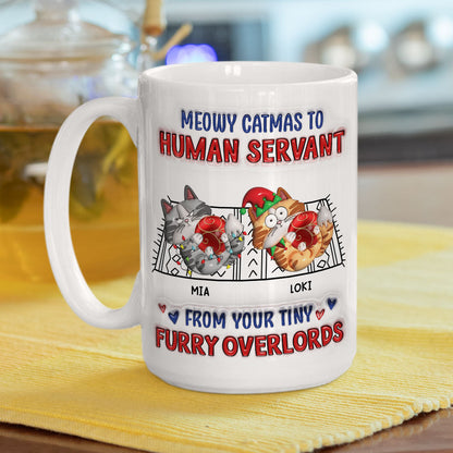 Meowy Catmas To Human Servant - Personalized Custom 3D Inflated Effect Mug