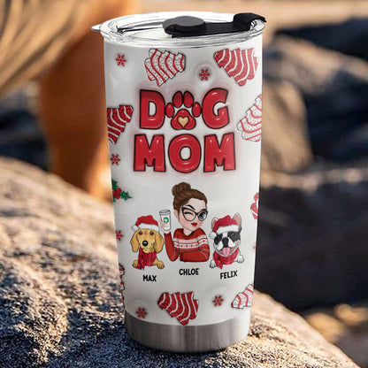 Dog Mom Christmas Cake - Personalized Custom 3D Inflated Effect Tumbler