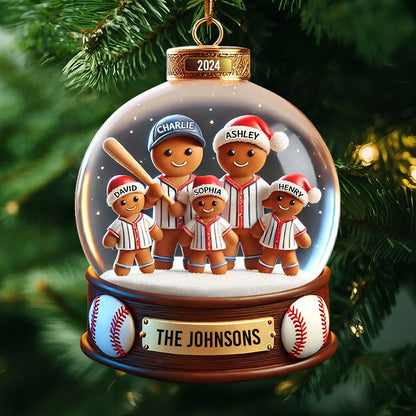 Baseball Gingerbread Family Sport Lover 3D Effect Personalized Acrylic Ornament