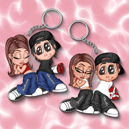 Y2K Couple Personalized Acrylic Keychain, Gift For Him, For Her
