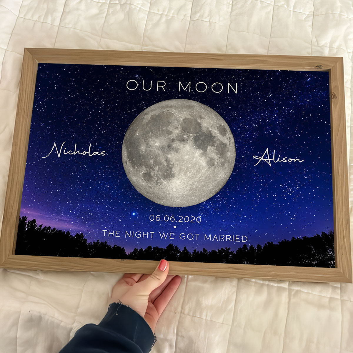 Our Moon Couple Gift Moon Phase Art Anniversary for Wife, Gift for Husband Wedding Anniversary Personalized Poster