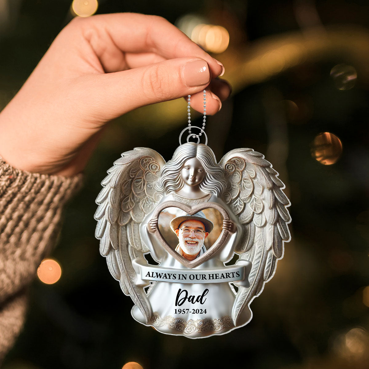 Angel Among Us Upload Photo Memorial Acrylic Ornament, 2024 Personalized 3D Effect Memorial Ornament, Heartfelt Memorial Keepsake For Your Loved One
