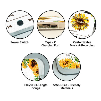 Nana Mom Sunflower Personalized Music Fridge Magnet, Heartfelt 2025 Mother's Day Birthday Gift For Mom