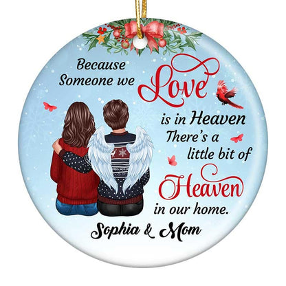 Someone We Love In Heaven Cardinal Snow Memorial Personalized Circle Ornament