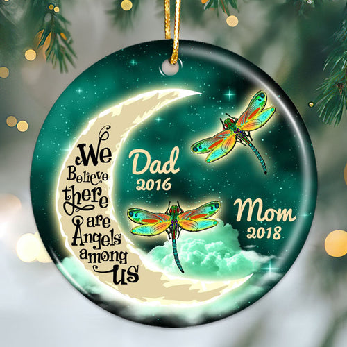 Moon And Dragonflies Memorial Personalized Circle Ornament