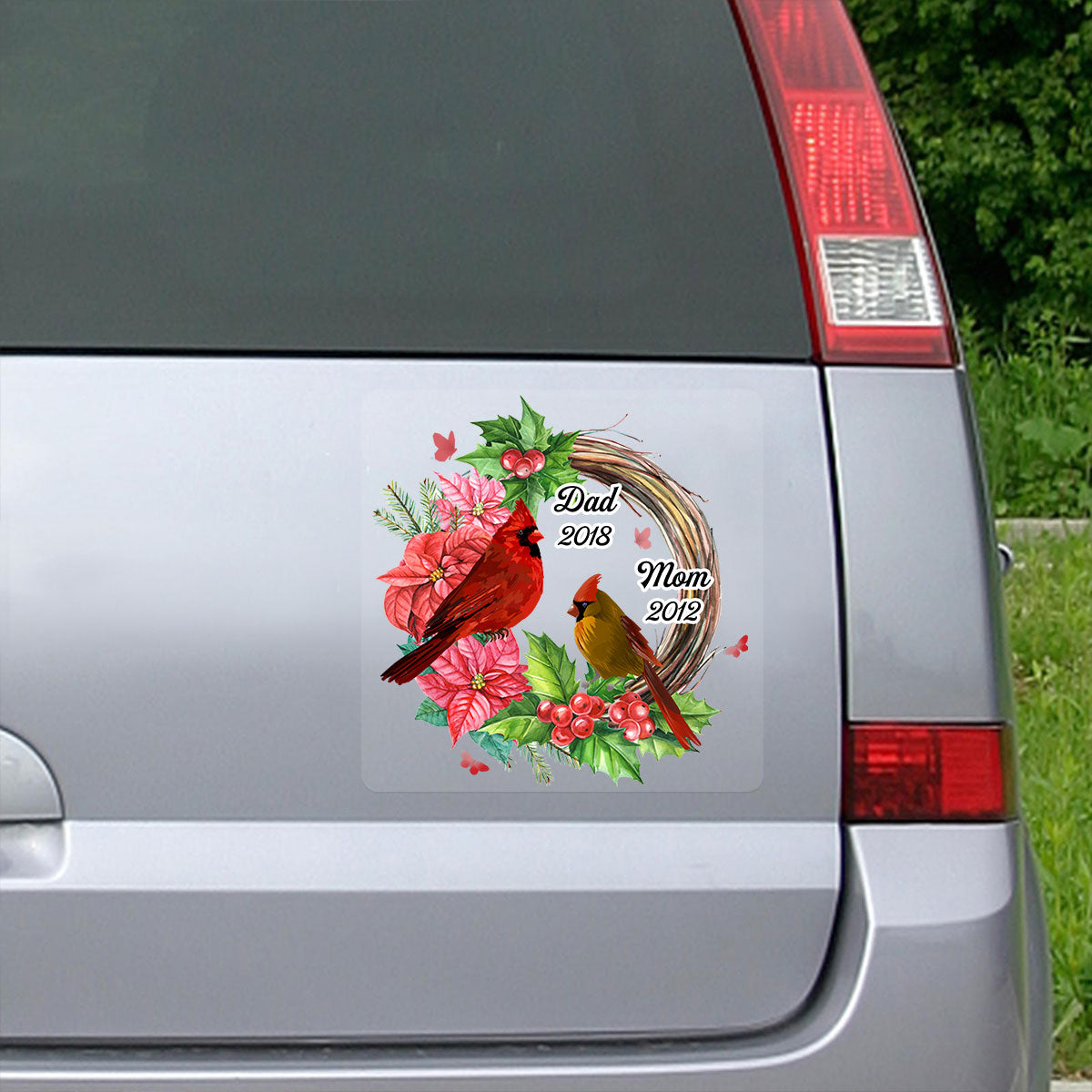 Cardinals Wreath Memorial Personalized Decal