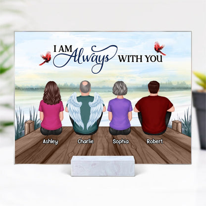 Whole Back View Family Sitting Remembrance Gift Memorial Lake Personalized Acrylic Plaque
