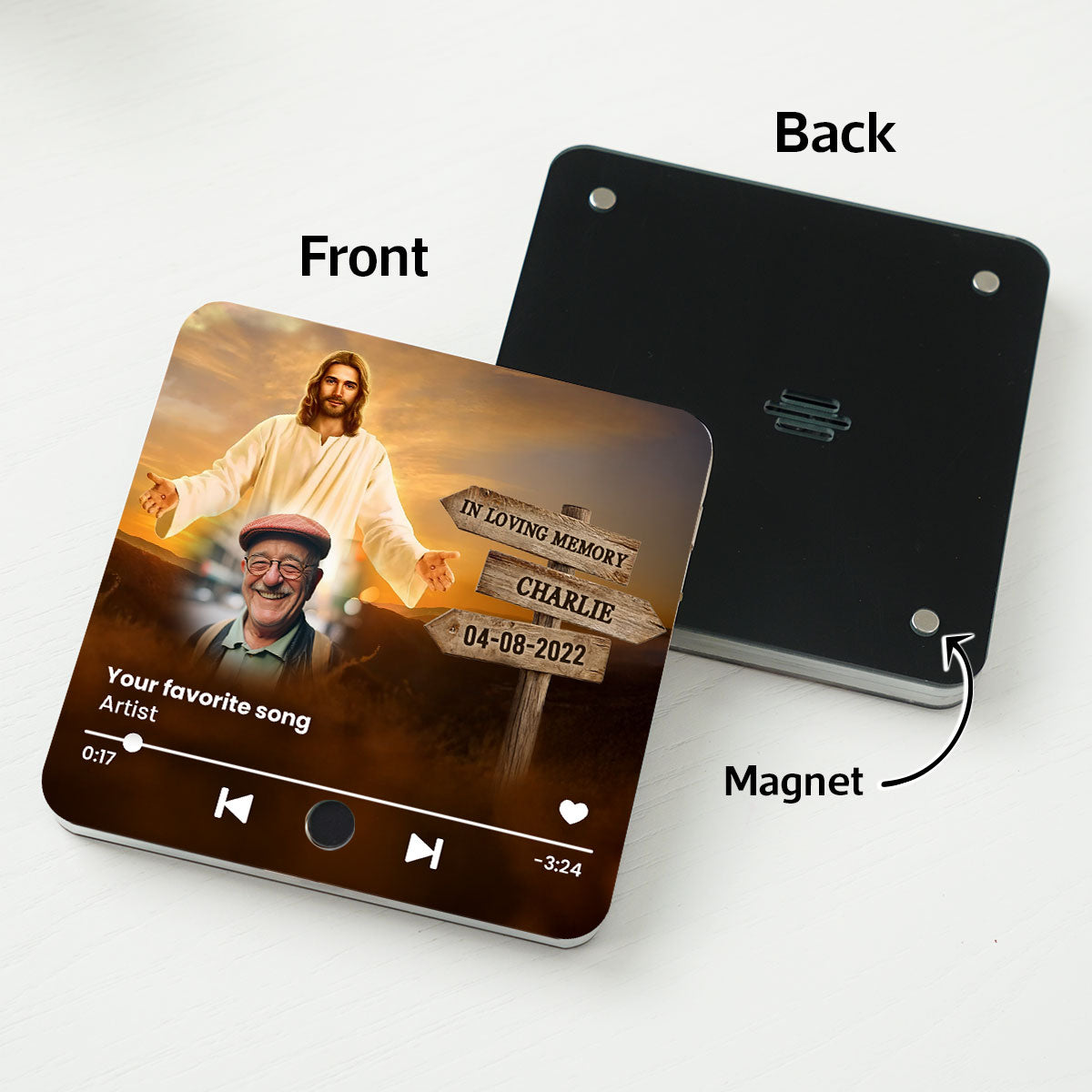 Upload Photo In Loving Memory Personalized Music Fridge Magnet, Sympathy Gift