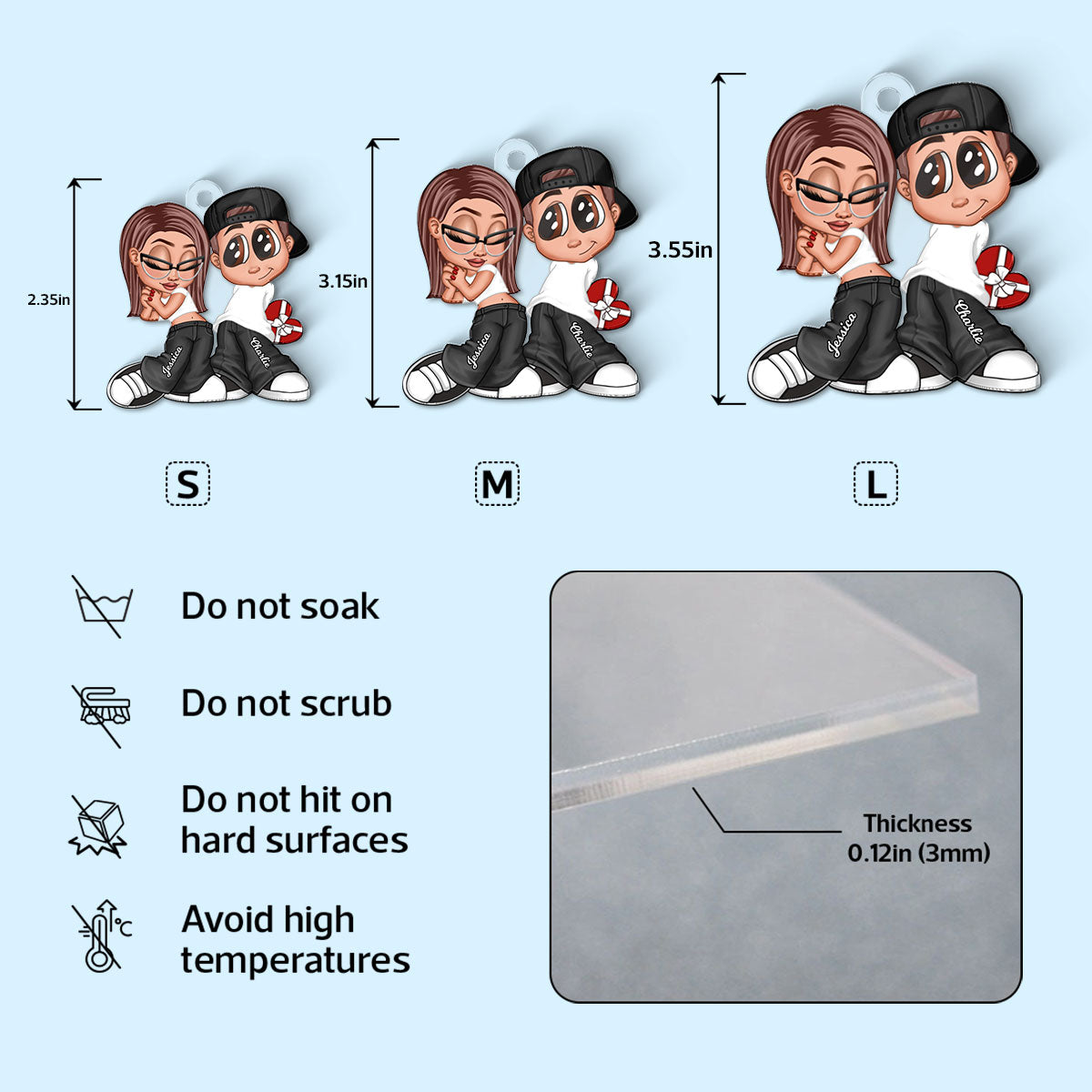 Y2K Couple Personalized Acrylic Keychain, Gift For Him, For Her