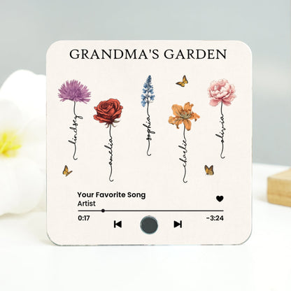 Grandma's Kitchen Birth Month Flower Personalized Music Fridge Magnet, Heartfelt Mother's Day Gift, Birthday Gift for Grandma