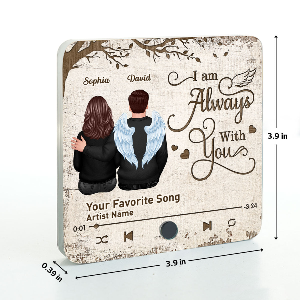 Always With You Couple Back View Under Tree Memorial Keepsake Sympathy Gift Personalized Music Fridge Magnet
