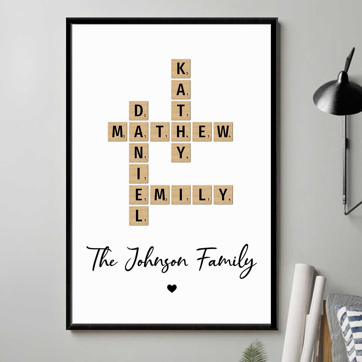 Family Crossword Art - Created In A Moment, Treasured Forever Personalized Poster