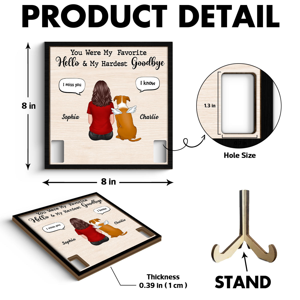 I Miss You Memorial Conversation Dog Cat Pet Loss Remembrance Gift Collar Keepsake Sympathy Gift Personalized Wooden Pet Collar Holder