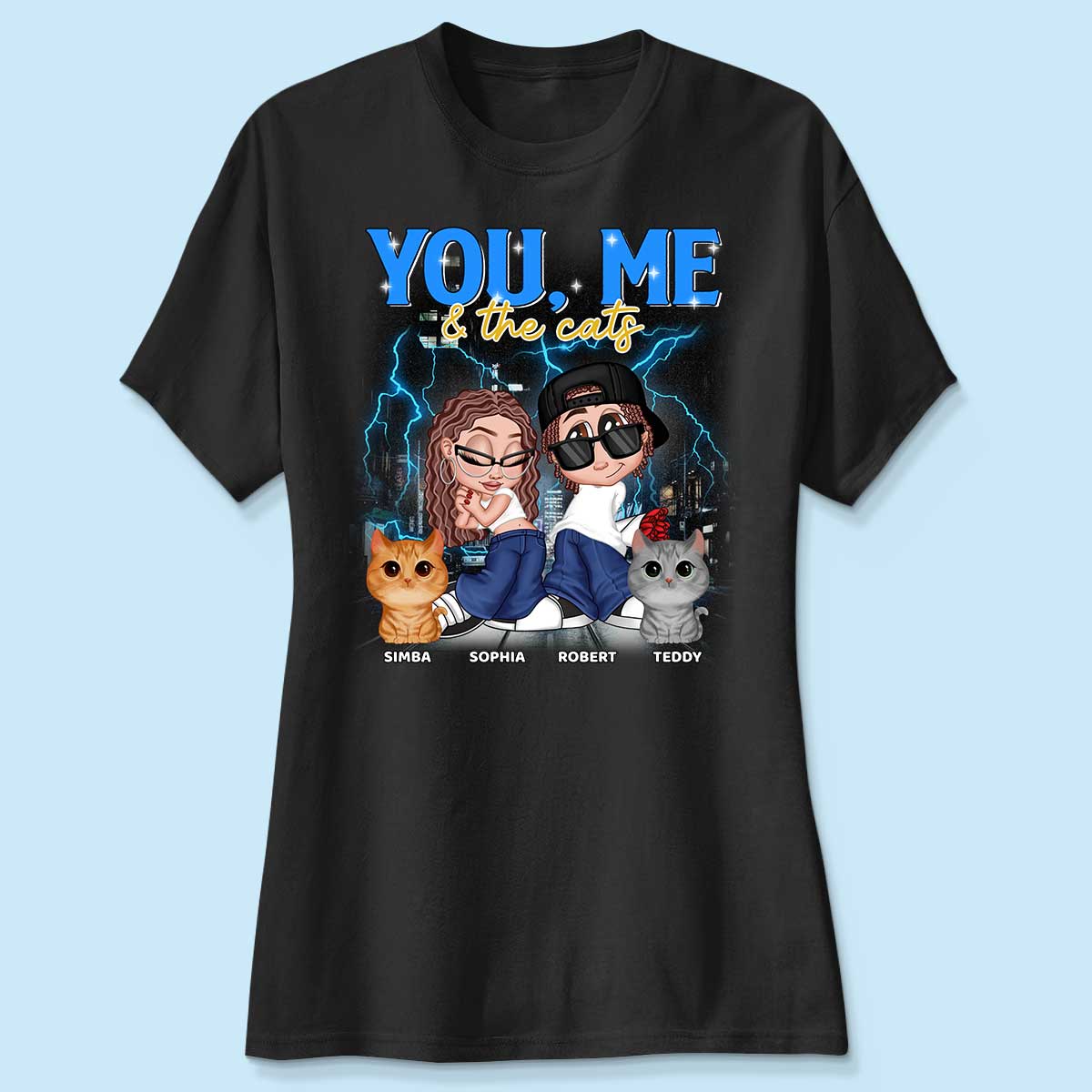 Y2K Couple And Cats Bootleg Personalized Shirt