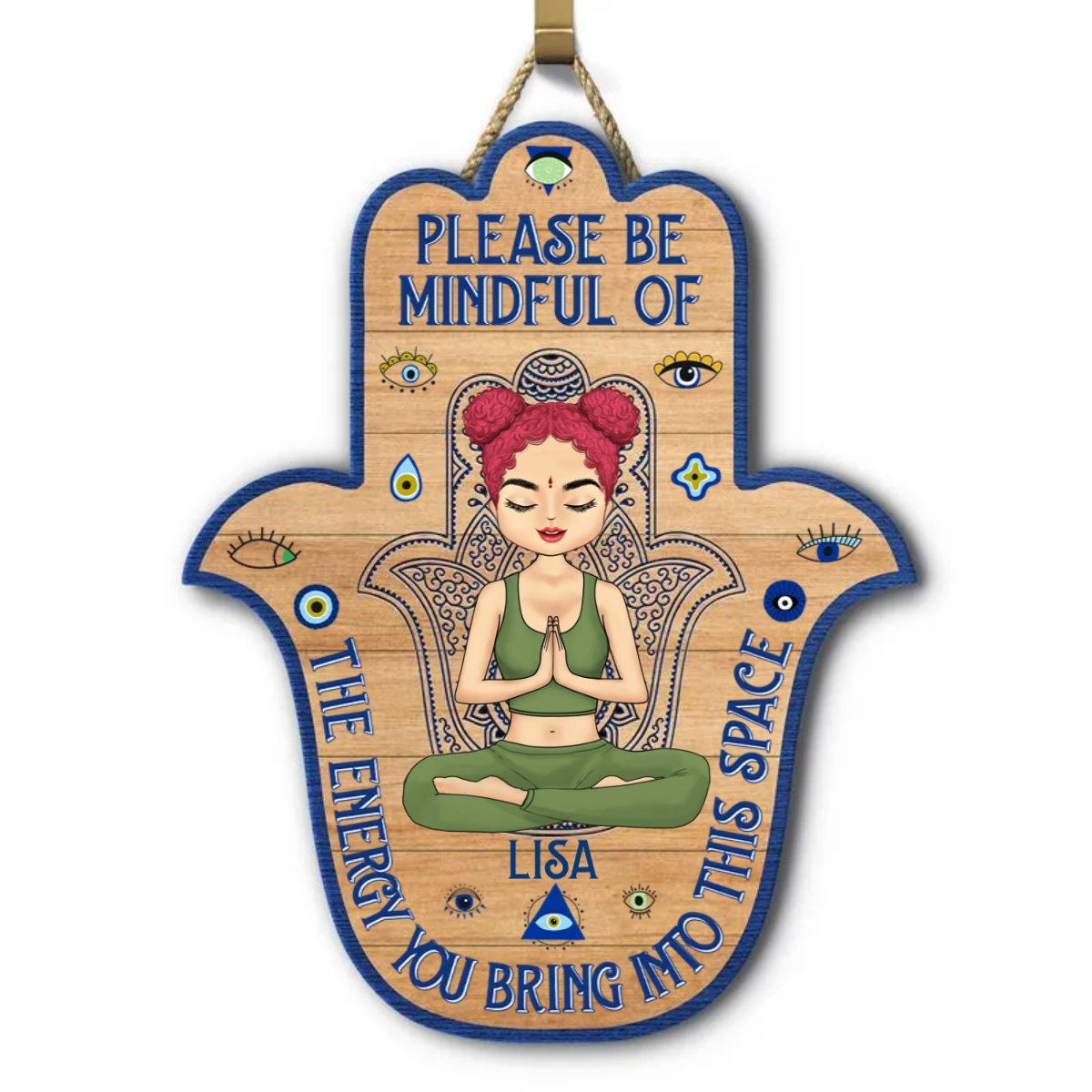 Yoga Lovers - Please Be Mindful Of The Energy You Bring Into This Space - Personalized Custom Shaped Wood Sign (TL) - The Next Custom Gift