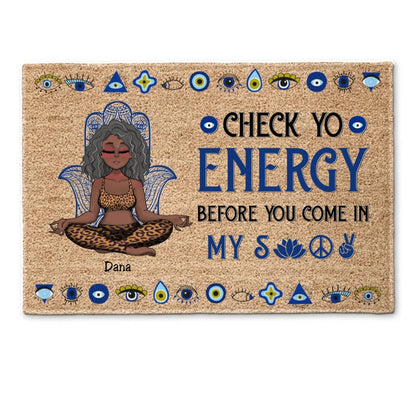 Yoga Lovers - Please Be Mindful Of The Energy You Bring Into This Space - Personalized Doormat - The Next Custom Gift