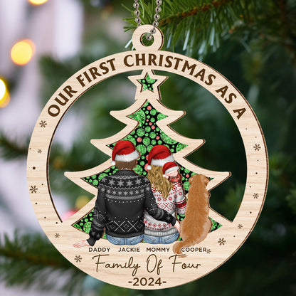 First Christmas As A Family Of Three New Parents - Personalized Custom Suncatcher Ornament