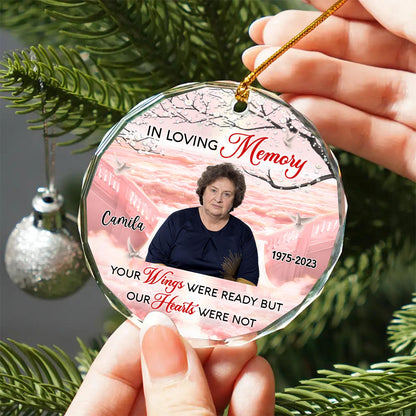 In Loving Memory Memorial Keepsake Blossom Tree Heaven Personalized Glass Ornament