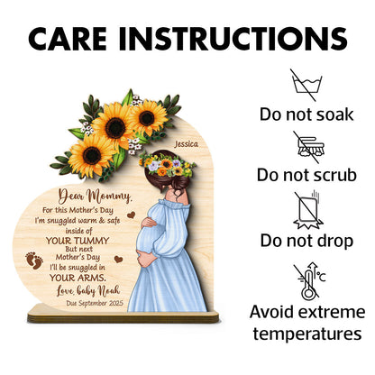 Personalized Pregnant Mom Baby Bump Wooden Plaque, Pregnancy Announcement, Expecting Parents, Mother's Day Gift for Mom